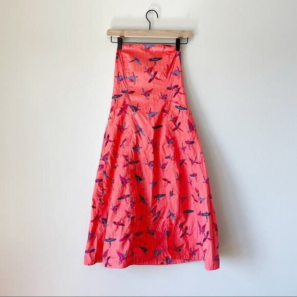 Free People Strapless Coral Parrot Dress - Picture 4 of 12